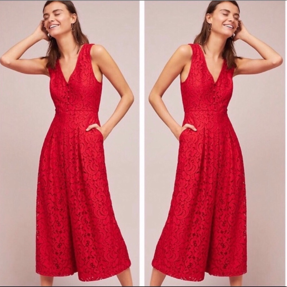 Red Lace Anthro jumpsuit